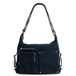 Blue backpack purse suede leather