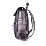 Leather backpack with double zipper