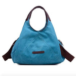 Blue canvas women crosbody bag
