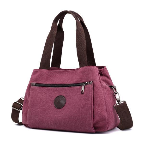 Purple canvas handbag