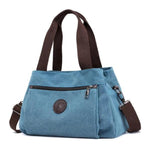 Blue canvas handbag