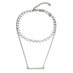 Silver Horizontal bar necklace with coins choker
