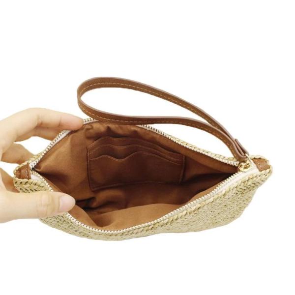 Straw clutch with card slots