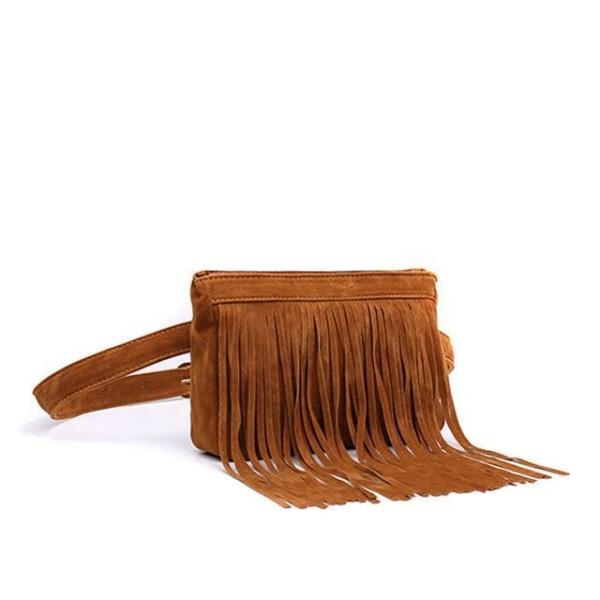 women fanny pack suede belt bag fashion cute waist purse brown