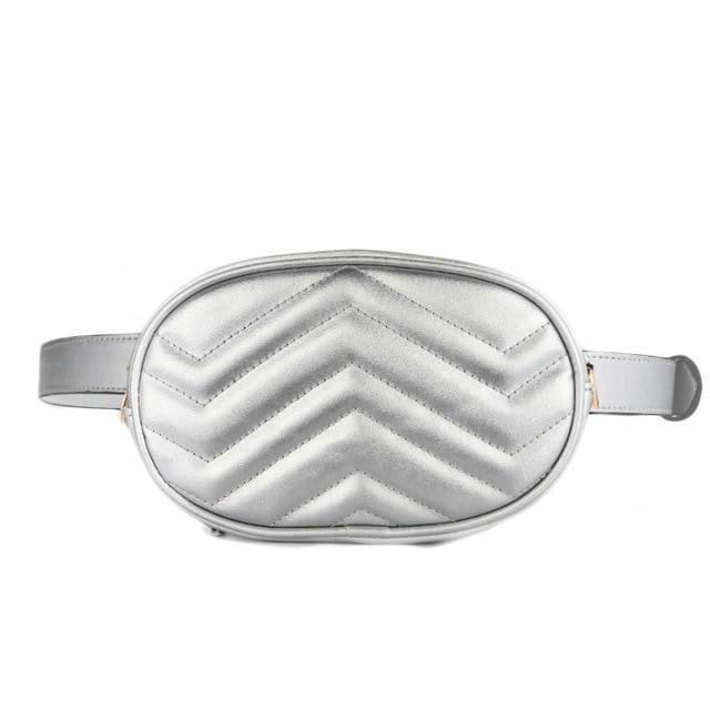 Silver leather fanny pack