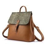 Brown snakeskin Convertible leather backpack tote