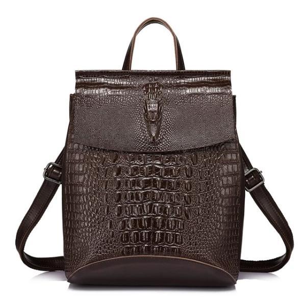 Coffe crocodile backpack purse