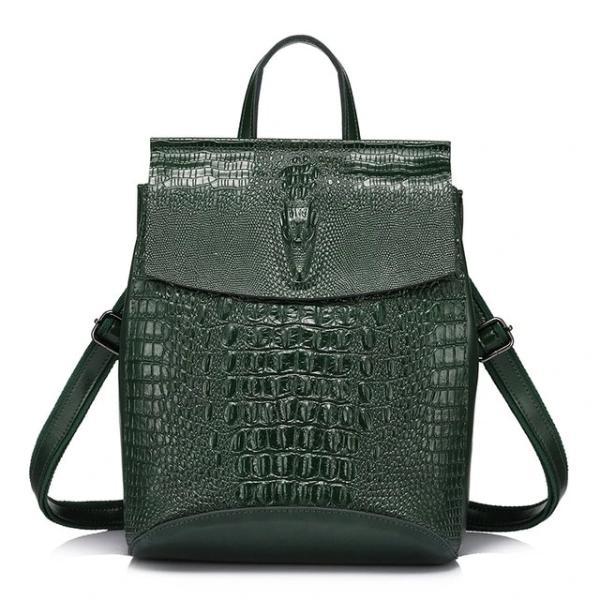 Green crocodile backpack purse