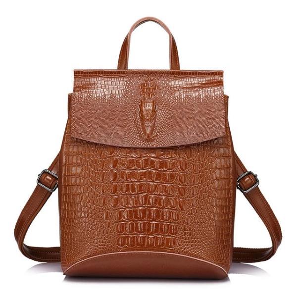 Brown crocodile backpack purse