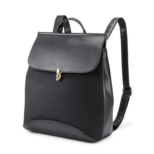 Black Leather backpack with convertible shoulder strap