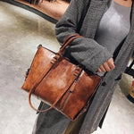 Brown crossbody tote bag leather