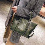 Green crossbody tote bag leather