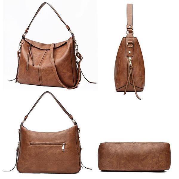 Brown leather crossbody shoulder purse