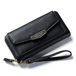 Black wallets for women with wristlet and large front pocket