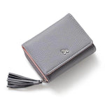 Gray small wallets for women with tassel
