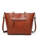 Brown tote bag with back zipper pocket