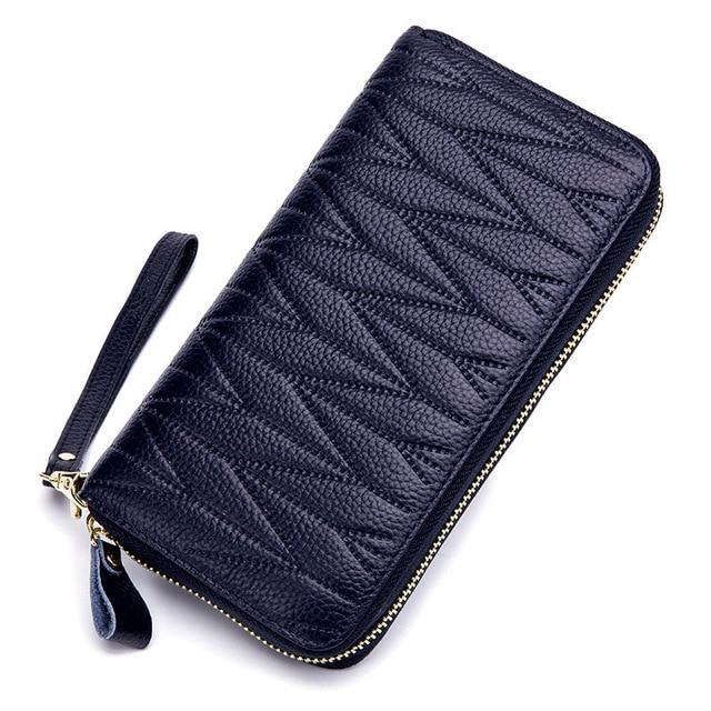 Dark blue credit card holder rfid wallet womens