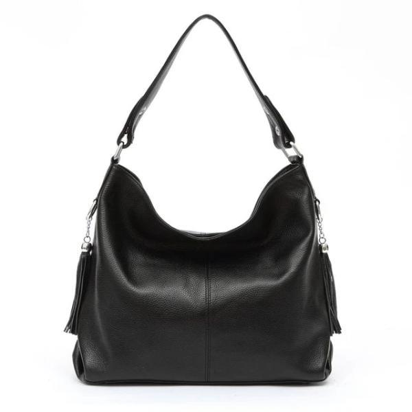 Black leather crossbody bag large hobo purse