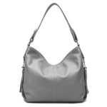 Gray leather crossbody bag large hobo purse