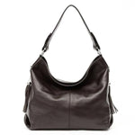Coffe leather crossbody bag large hobo purse
