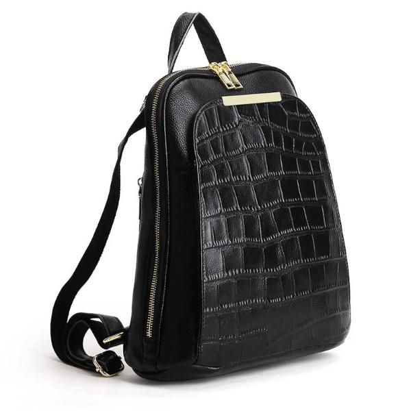 leather backpack with wide opening
