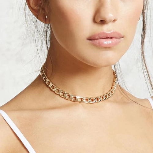 Women's gold choker necklace