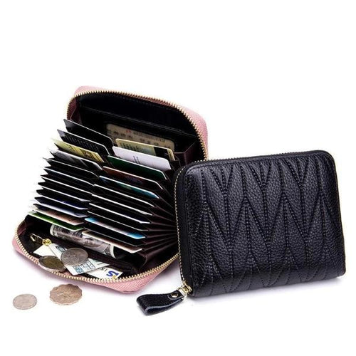 RFID Womens card holder wallet with zipper coin pocket