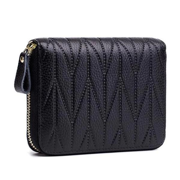Black womens card holder wallet with zipper coin pocket