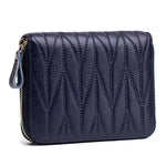 Dark blue womens card holder wallet with zipper coin pocket