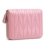 Pink womens card holder wallet with zipper coin pocket