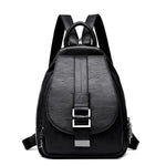  women leather black backpack purse travel small rucksak 