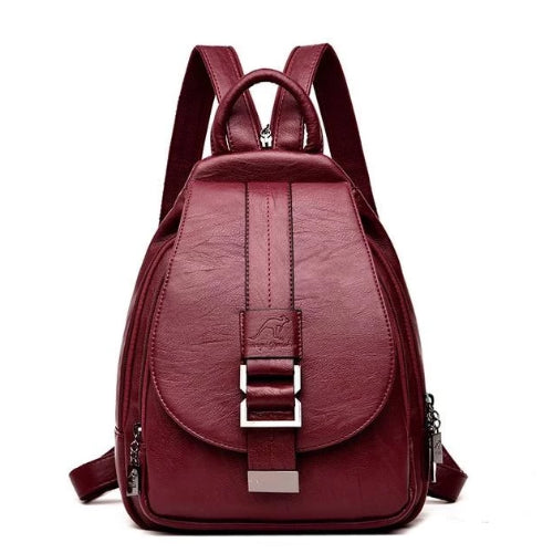 Red wine backpack sling bag leather women