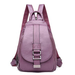  women leather backpack purse travel small rucksak lavender