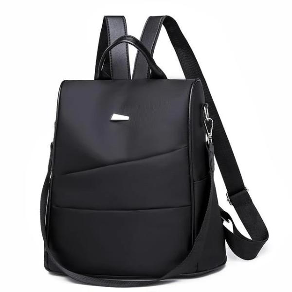 women black nylon anti theft backpack crossbody purse travel shoulder bag