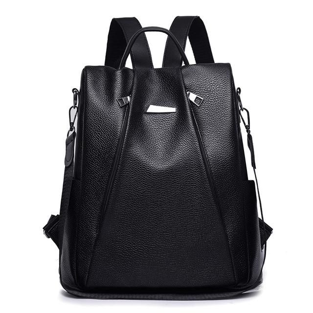 women black leather backpack purse anti theft crossbody travel bag
