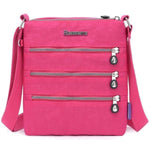 Hot pink nylon multi pocket small crossbody bag