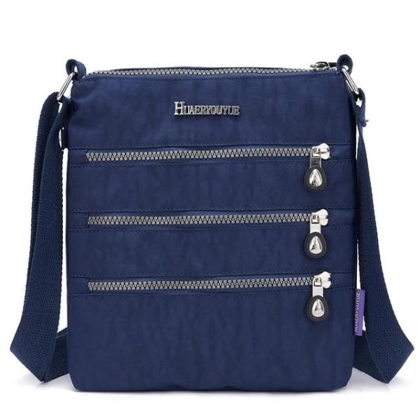 Navy blue nylon multi pocket small crossbody bag