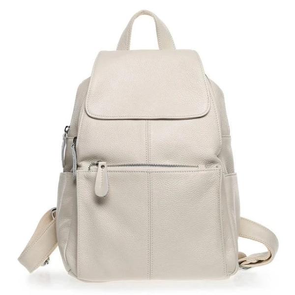 Beige leather backpack for women