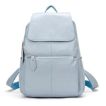 Light blue leather backpack for women