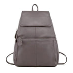 Gray leather backpack for women