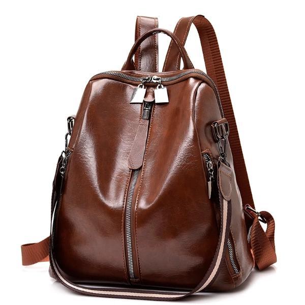 Brown convertible vegan leather backpack purse