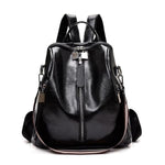 Black vegan leather backpack purse with shoulder strap
