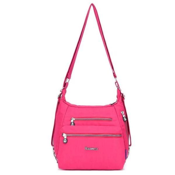 Pink convertible crossbody nylon bag women
