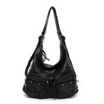 Black leather convertible backpack purse crossbody