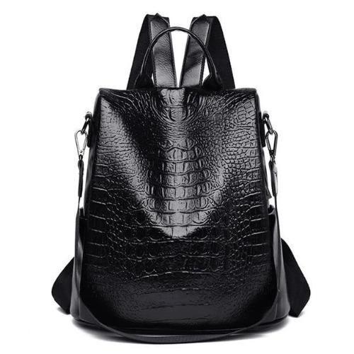 faux leather alligator backpack purse black