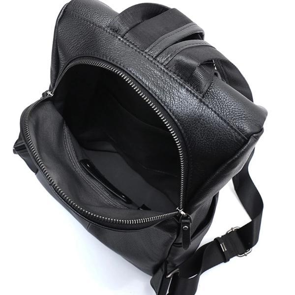 Black leather backpack with anti theft opening