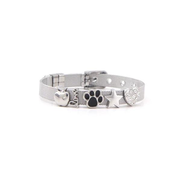 Love, apple, star and Paw design Stainless Steel Bracelet
