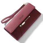Burgundy cute leather wallet for women
