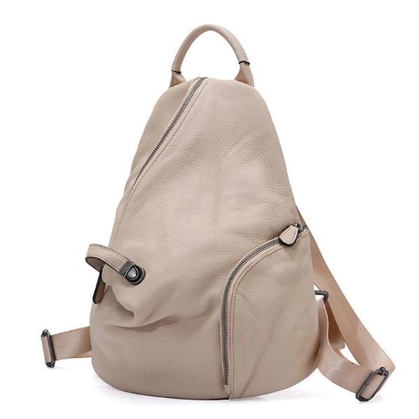 Beige genuine leather backpack 
