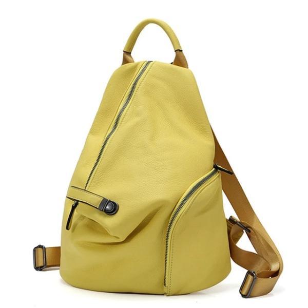 Yellow genuine leather backpack 